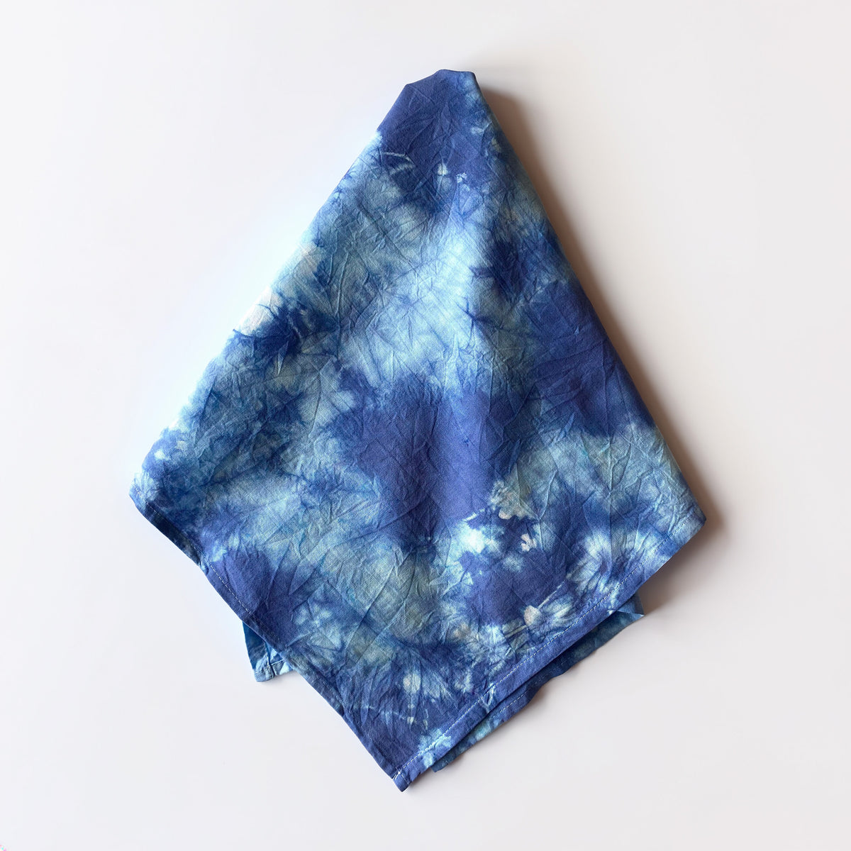 Tie Dye Tea Towel - Shibori Indigo Sky Blue Clouds - Hand Dyed 100% Cotton Cloth Flour Sack Textile - Kitchen Linens - Host Hostess Gift