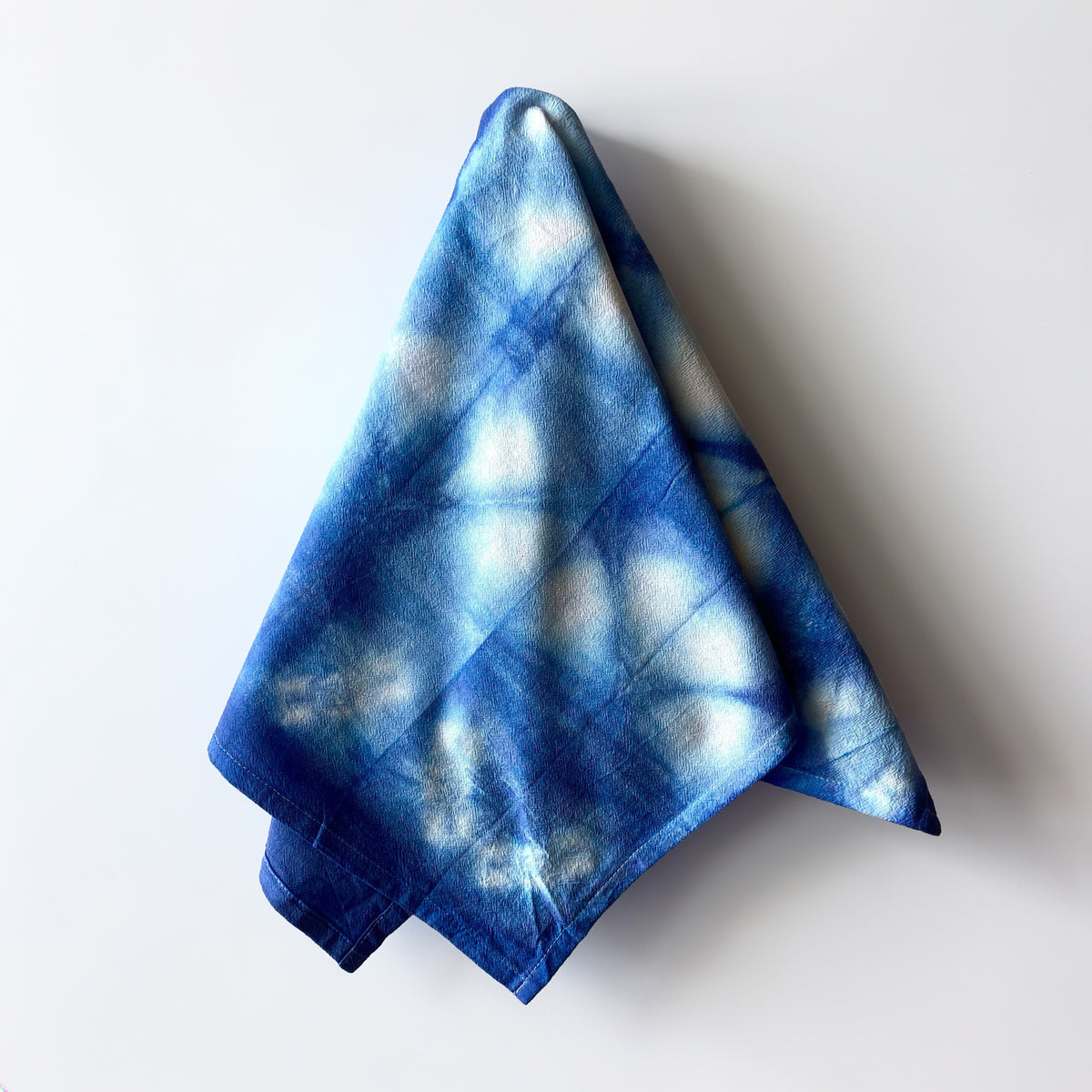 Shibori Tie Dye Kitchen Tea Towel - Hand Dyed 100% Cotton Cloth Textiles - Indigo Blue Geometric - Boho Home Decor Hostess Wedding Gift