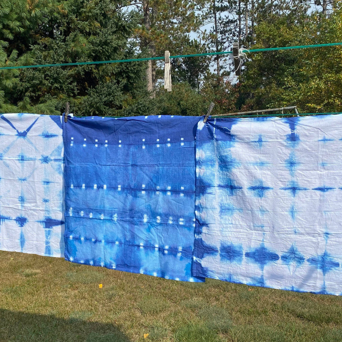 Tie Dye Tea Towels Set of 3- Shibori Indigo Blue - 100% Cotton Kitchen Dish Towels -Cloth Linens Textiles -Home Decor Hostess Gift