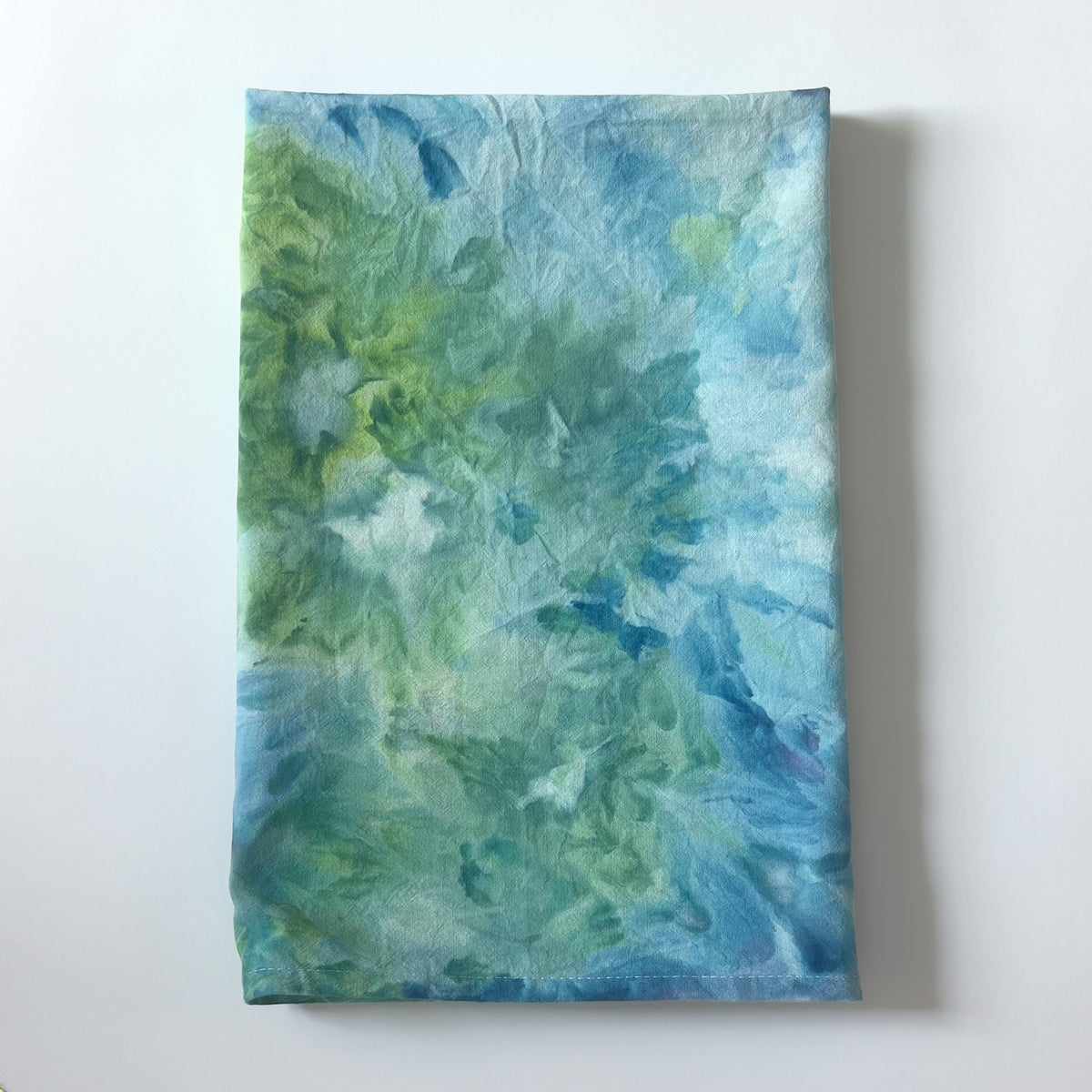 Ice Dye Tea Towel - Sea Glass Blue Tie Dye - Hand Dyed 100% Cotton Cloth Textiles Kitchen Linens - Flour Sack Dish Towel - Home Decor Gift