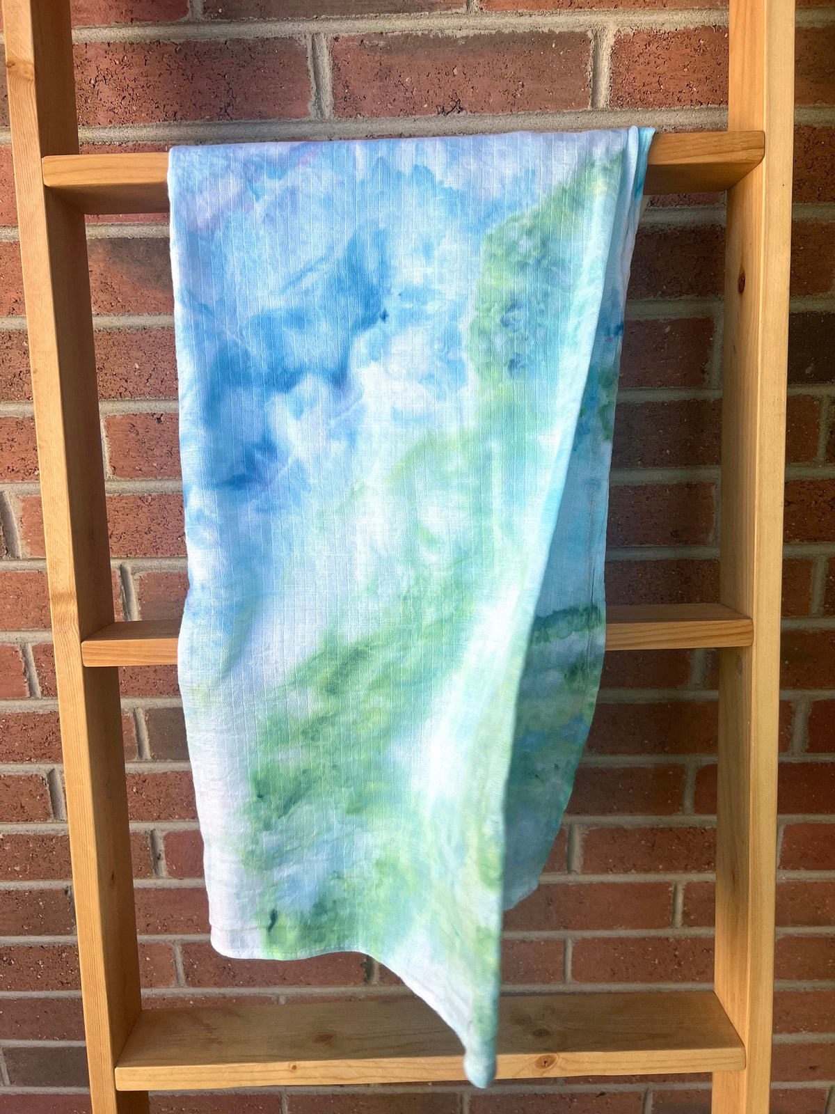 Sea Glass Ice Dye Muslin Swaddle Blanket: Hand-Dyed Cotton Baby Receiving Blanket