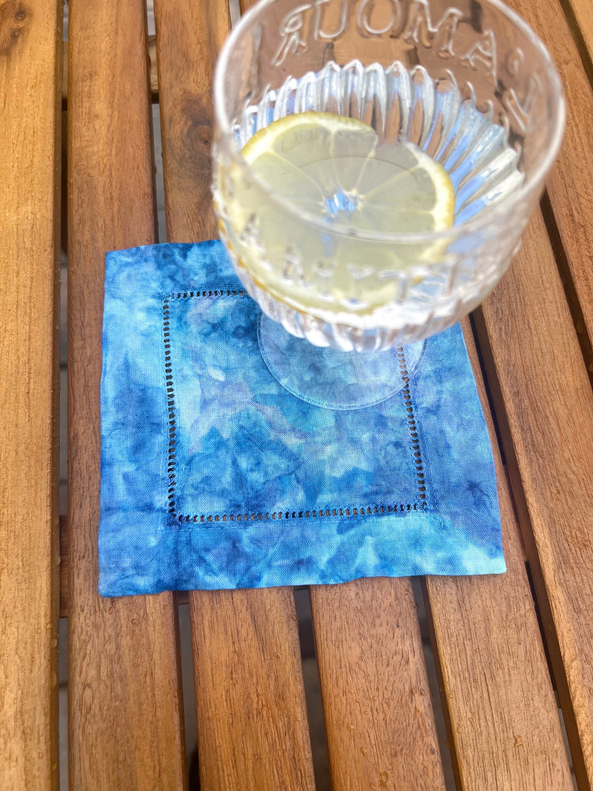 Rainbow Ice Dyed Coasters - 6” Cocktail Napkins - Hand Dyed 100% Cotton - Reusable Cloth Linens - Dinner Party Table Decor