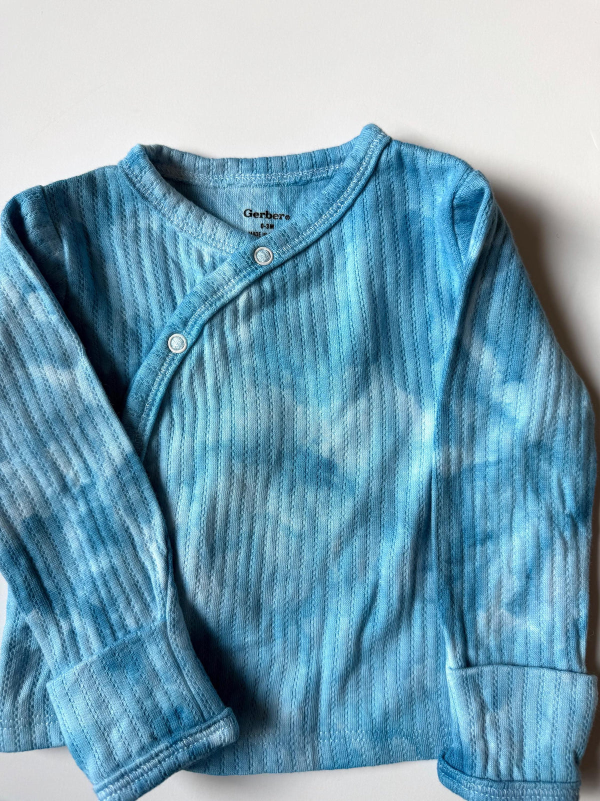 Ice Dye Baby Layette Set – Blue Cotton Outfit, Newborn Gift