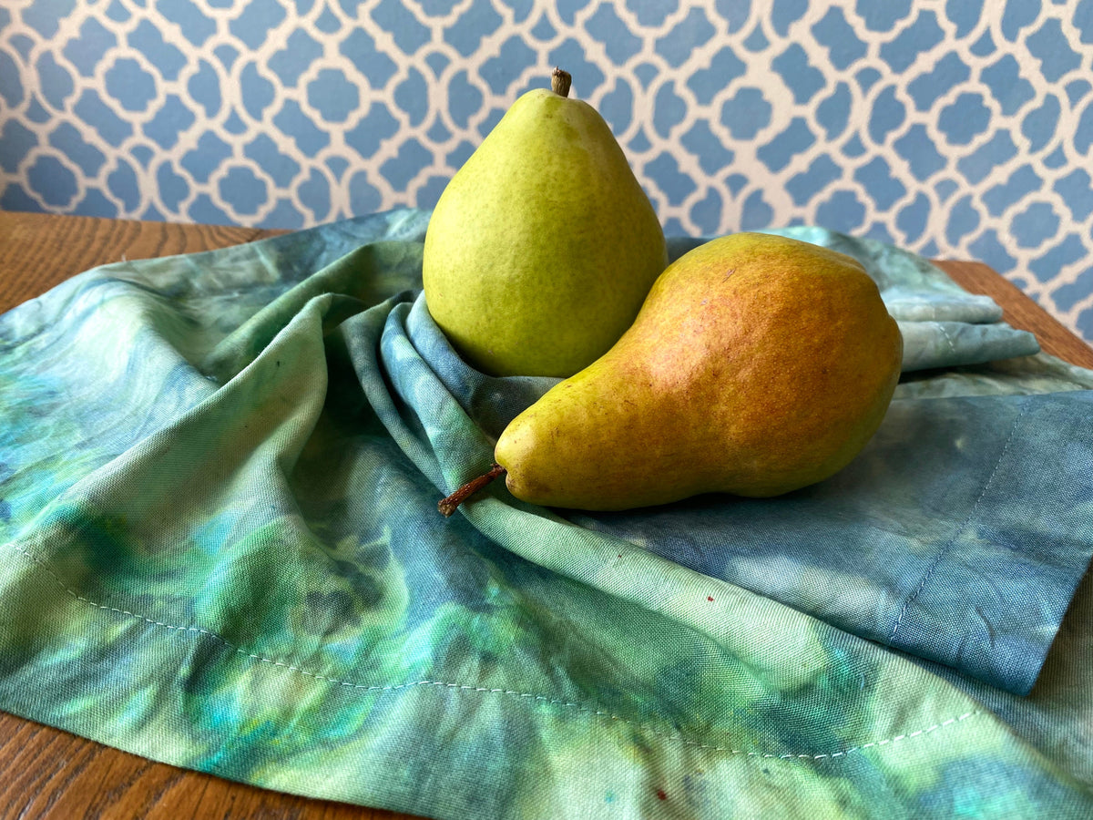 Green Marbled Ice Dye Napkins Set of 6- Malachite Watercolor - Hand  Dyed 100% Cotton Reusable Cloth Table Linens