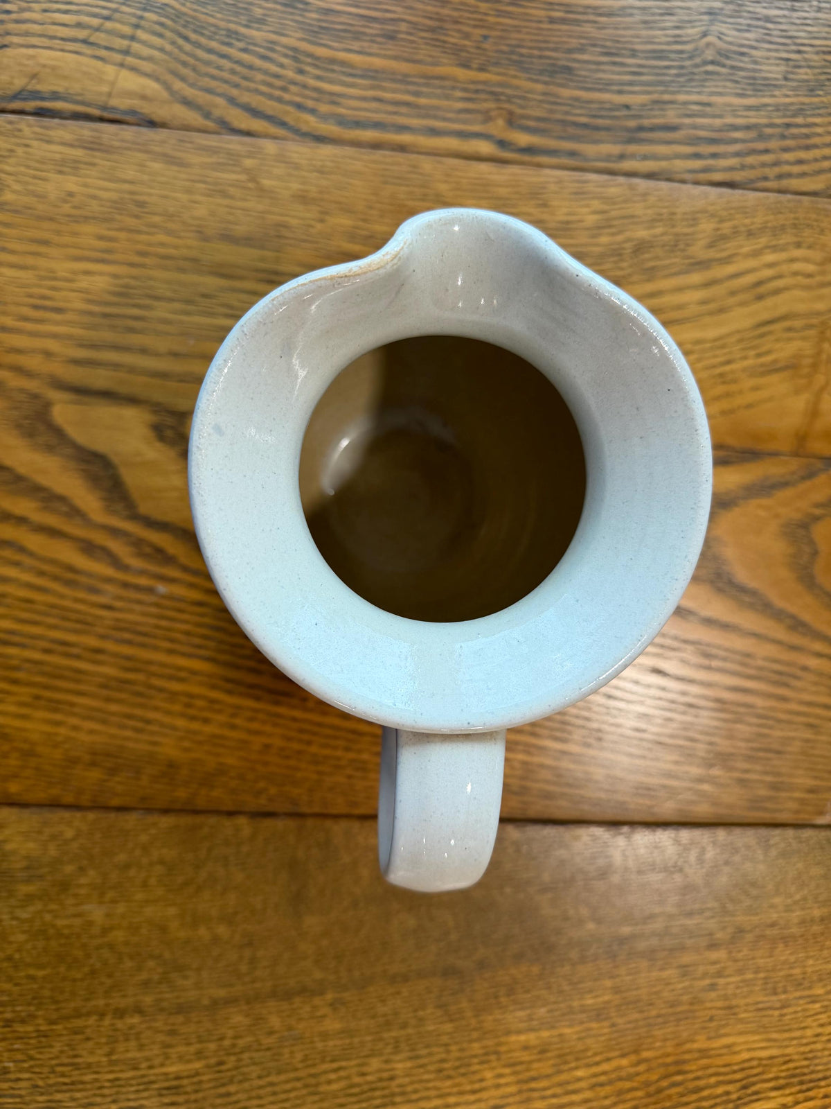 Rowe Pottery Pitcher – Ivory Stoneware -Hand-Painted Blue Floral - Vintage Wisconsin  Folk Art
