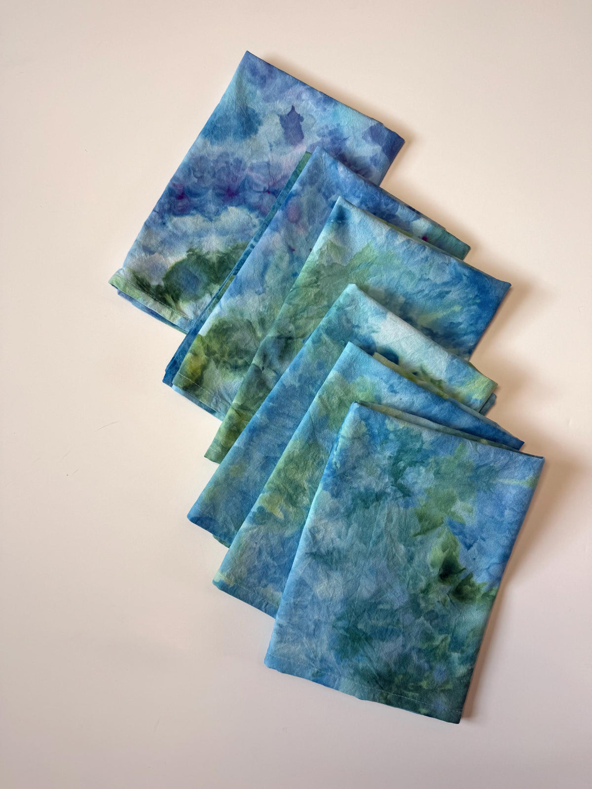 Blue Green Marbled Ice Dye Cloth Napkins Set of 6- Sea Glass - Hand  Dyed 100% Cotton Flour Sack Reusable Table Linens