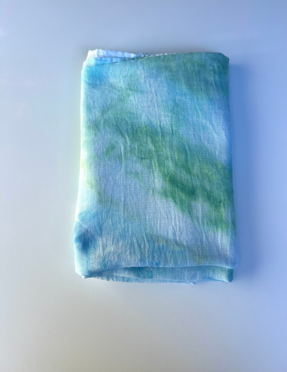 Sea Glass Ice Dye Muslin Swaddle Blanket: Hand-Dyed Cotton Baby Receiving Blanket