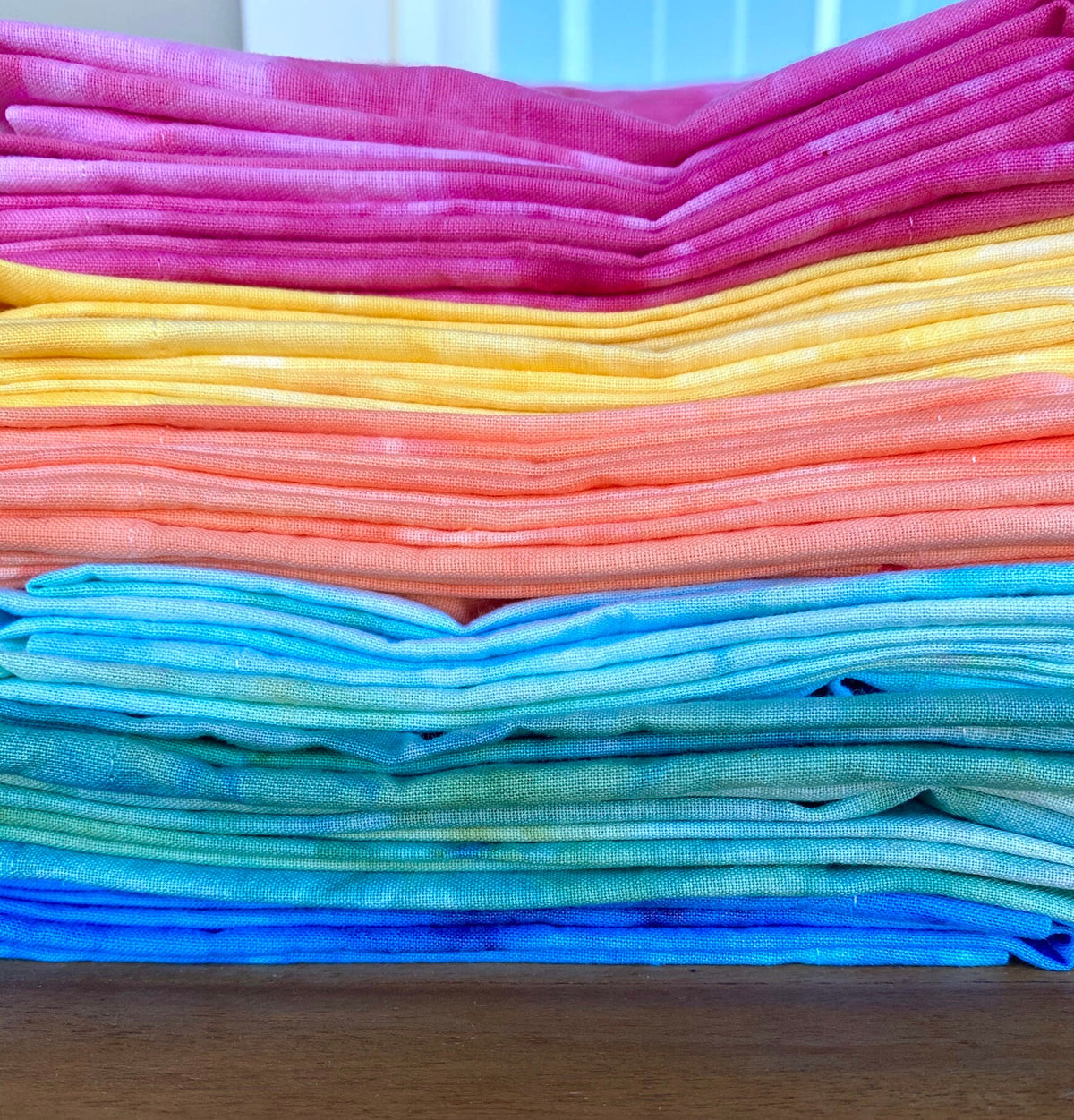 Ice Dyed Rainbow Cloth Napkin Set of 6 - 100% Cotton Napkins 20”x20” - Hand Dyed Tie Dye - Table Linens Textiles - Boho Hostess Wedding Gift