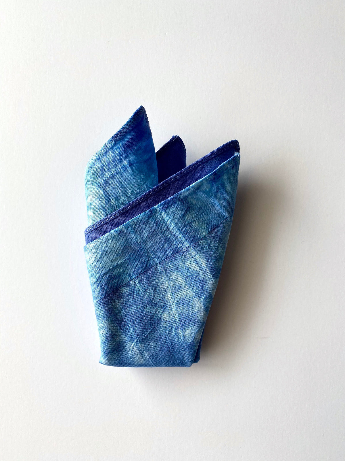 Tie Dye Pocket Square Handkerchief - Hand Dyed Shibori Indigo Blue - Arashi Honeycomb  - 100% Cotton Textiles - Gift for Men